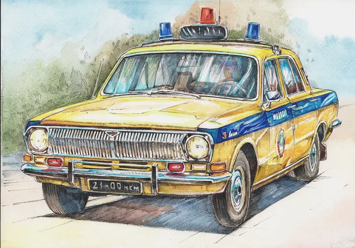 Automotive Theme - My, Drawing, Graphics, Watercolor, Auto, the USSR