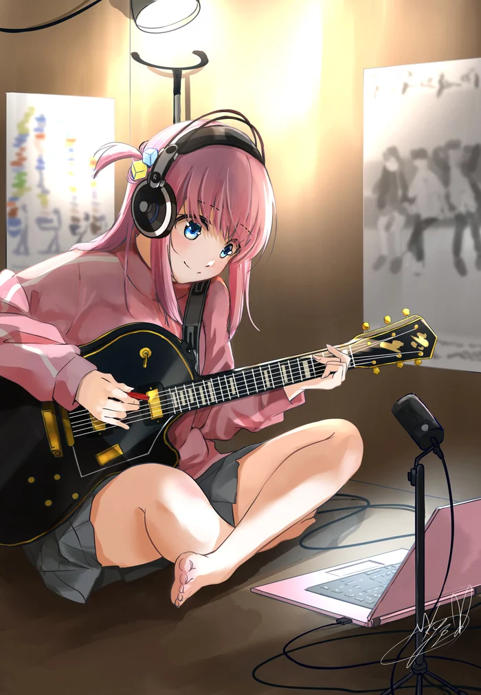Lonely Rocker! - Anime, Anime art, Bocchi the Rock!, Gotou Hitori, Girls, Guitar