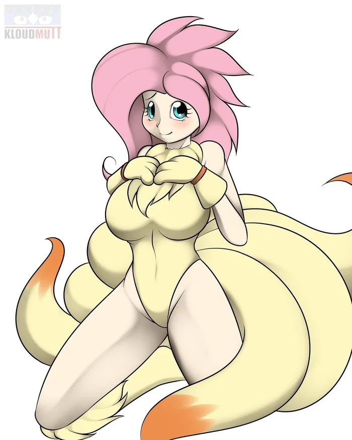 Dressed as a fox - NSFW, My little pony, PonyArt, Fluttershy, Humanization, Kloudmutt