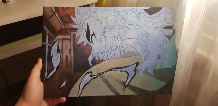 The best guy in the world and spoilers - My, Anime, Therapy, Blade, Drawing, Acrylic, Screenshot, Longpost