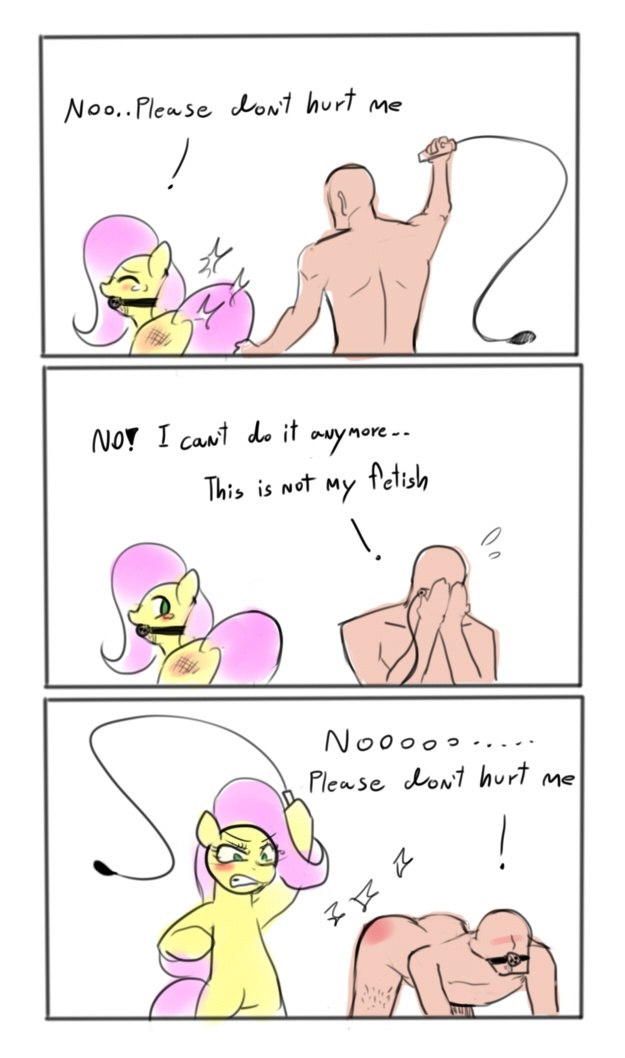 No... Please don't hit me! - My little pony, Anon, Fluttershy, Comics, MLP Edge, BDSM