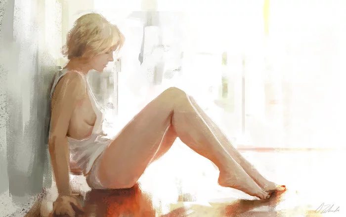 Light - NSFW, Art, Artstation, Girls, Hand-drawn erotica, Darek Zabrocki