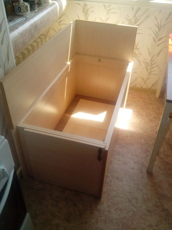 Cabinet-sofa with a large storage space from an old Soviet sofa - Needlework with process, With your own hands, Furniture, Sofa, Box, Storage, Furniture made of laminated chipboard, Longpost, My