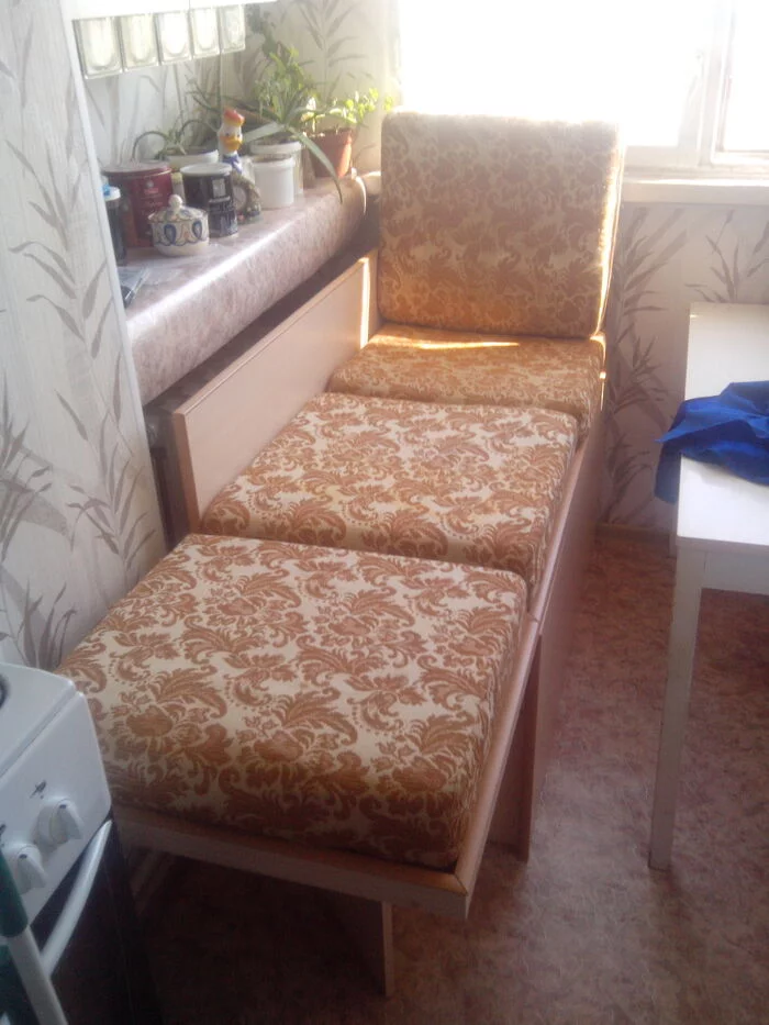Cabinet-sofa with a large storage space from an old Soviet sofa - Needlework with process, With your own hands, Furniture, Sofa, Box, Storage, Furniture made of laminated chipboard, Longpost, My