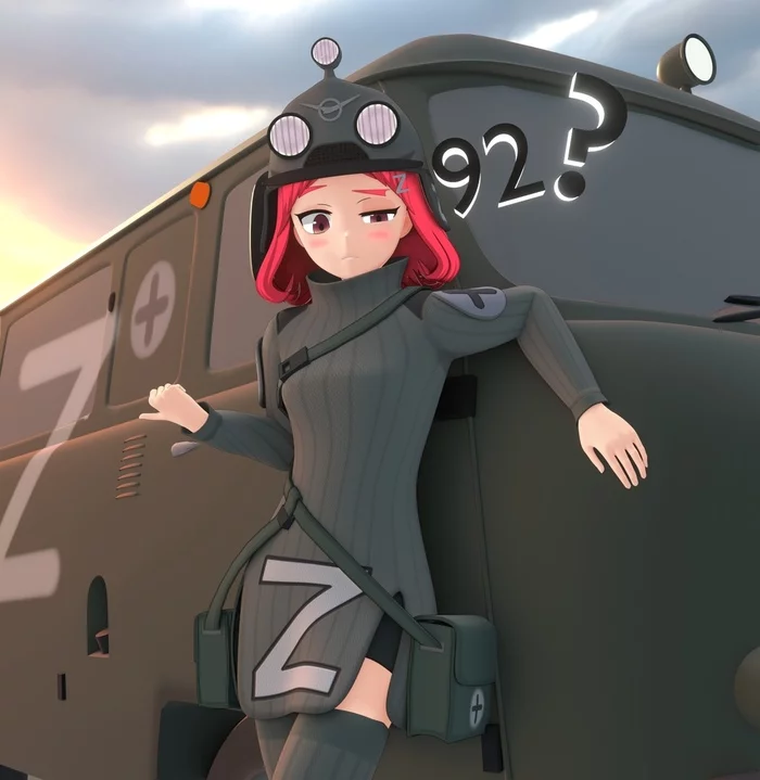 Ninety-second is not there? - Art, Anime, Anime art, Humanization, UAZ loaf, Antimilitarism