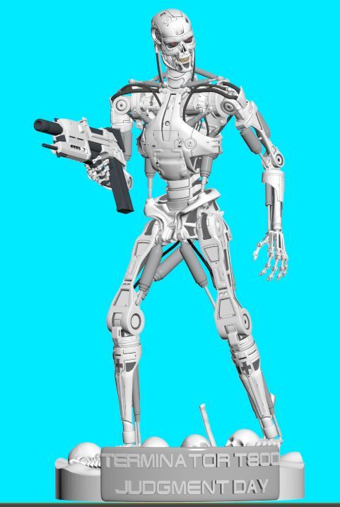 Terminator T-800 Endoskeleton Rekvizit T2 3D print model - My, 3D печать, 3D, 3D modeling, T2, Longpost, Computer graphics, Painting miniatures, Figurines, Blender, T-800