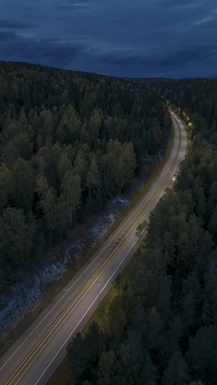 evening road - My, Drone, Quadcopter, Dji, Aerial photography, The photo