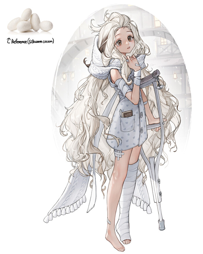Silkworm cocoon girl , ArtStation, , , , , Anime Art