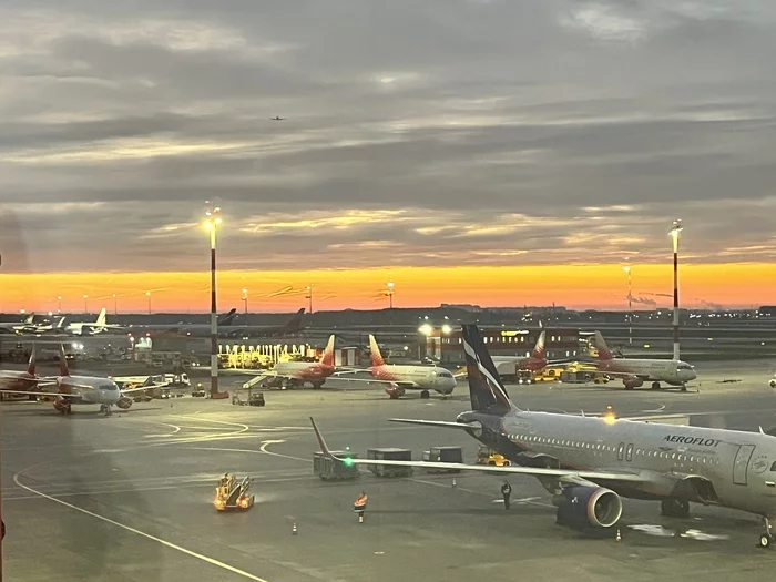 Morning sky at Sheremetyevo - Beginning photographer, Street photography, Longpost, Morning, Sheremetyevo, Sky