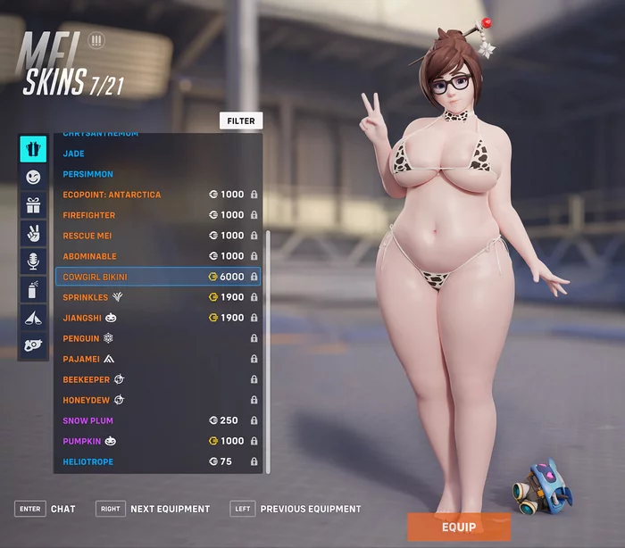 Huge badonkers - NSFW, Overwatch, Mei, Hand-drawn erotica, Boobs, 3D, Fullness, Cowsuit, Bikini, Video, Soundless, Longpost