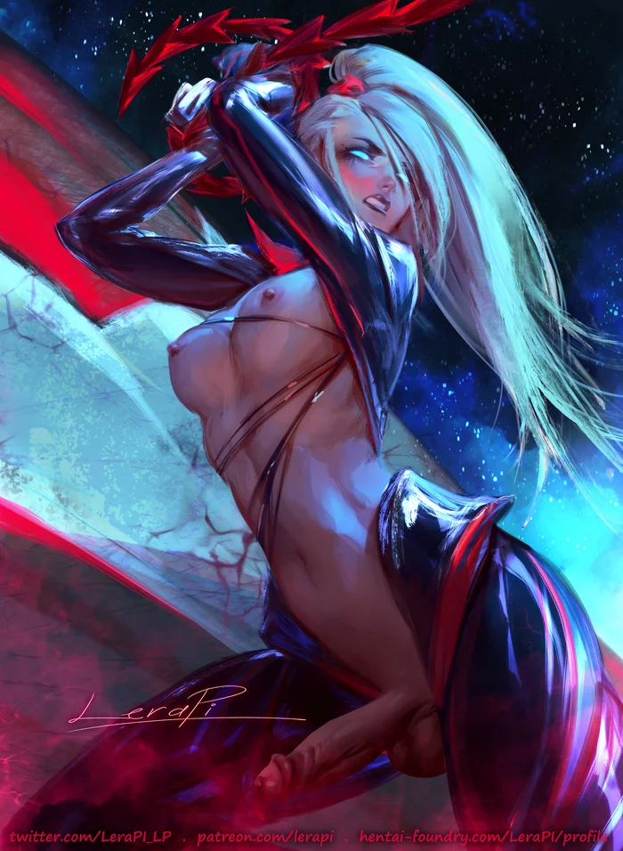 Dark Samus - NSFW, Erotic, Hand-drawn erotica, Futanari, Futa art, Metroid, Samus aran, Lerapi