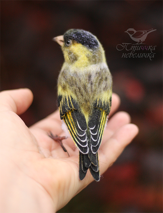 Dry felting. CHIZH - My, Handmade, Needlework without process, Needlework, Master, Art, Author's toy, Birds, Dry felting, Hobby, Nature, Decor, The nature of Russia, Siskin, Longpost