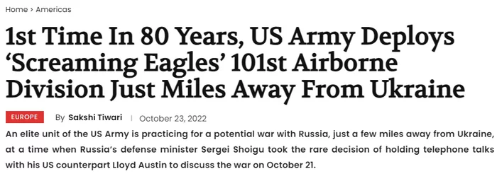 Армия США впервые за 80 лет развертывает 101-ю воздушно-десантную дивизию «Кричащие орлы» всего в нескольких милях от Украины - США, НАТО, Спецоперация, Россия и Украина, Военные, Политика