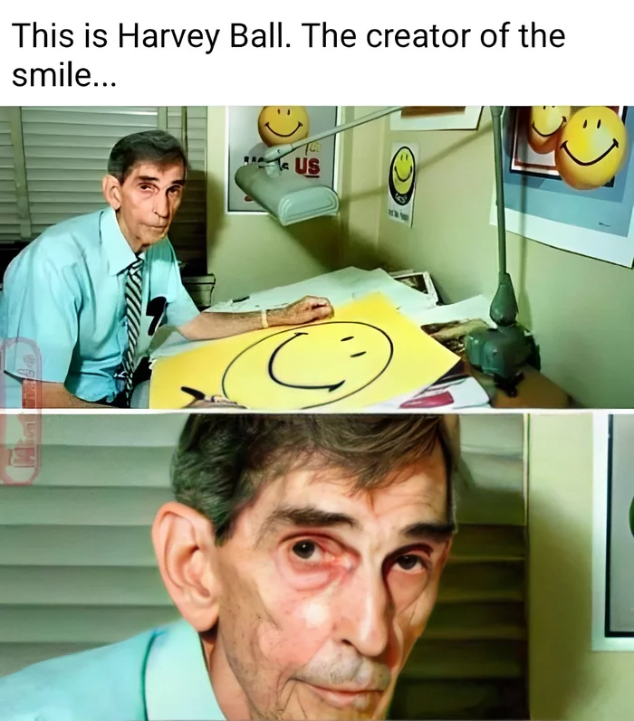 This is Harvey Ball. Inventor of the smiley... - Sadness, Inventors, Smile, The photo, Sight