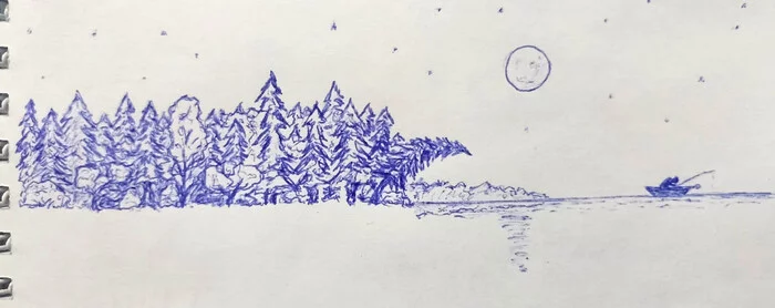Draw to stay awake - My, Pen drawing, Boredom, Landscape, Animals, Longpost