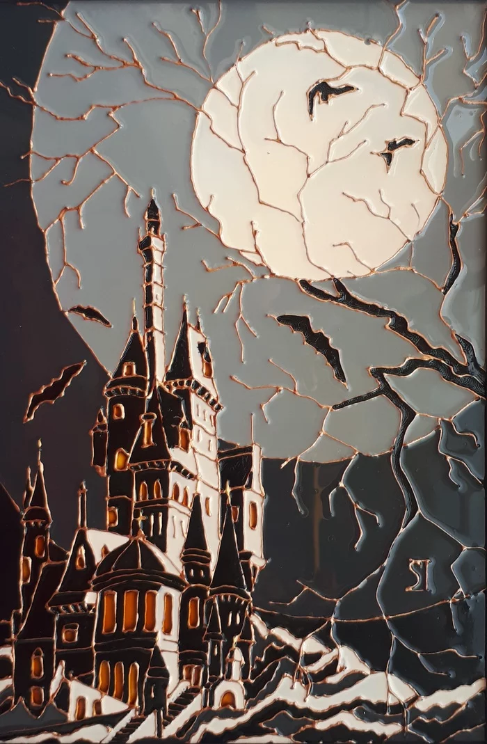 Halloween is coming soon... - My, Modern Art, Painting, Stained glass, Lock, Gothic