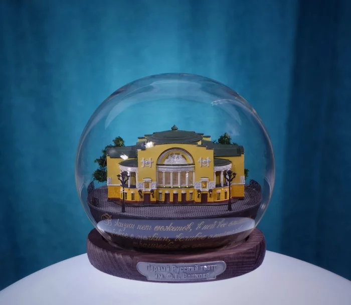 Layout / Diorama / Models: F. Volkov Theater - My, Models, Presents, Sculpture, Theatre, Art, Layout, Diorama, Decoration, PHOTOSESSION, Figure, Beautiful, Miniature, Scene, Yellow, Sphere, Glass, Plastic, Tile, Fence, Video, Longpost
