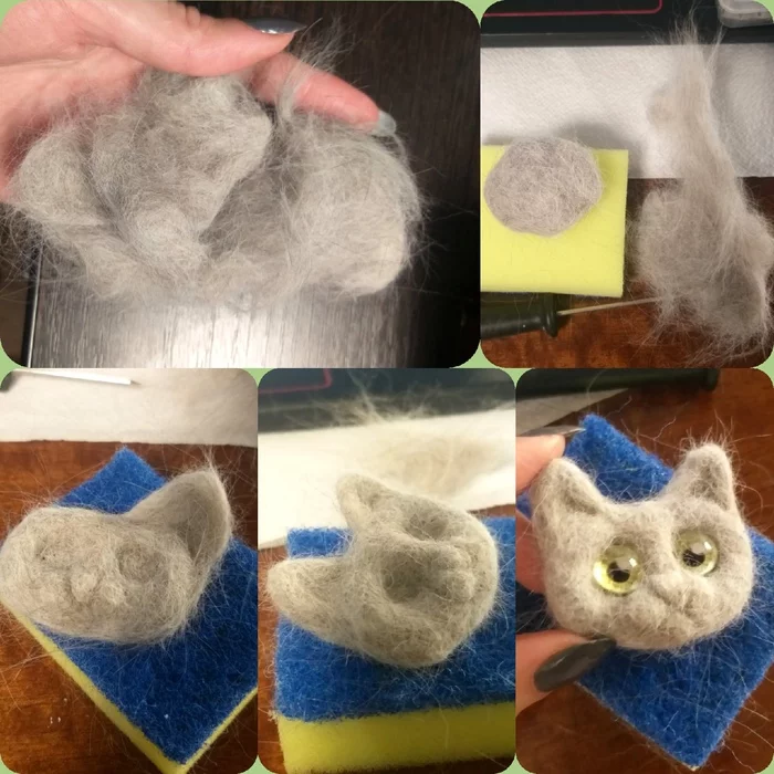 Felting from a cat - My, Needlework with process, Needlework, Crafts, Toys, Brooch, Decor, Wallow, cat, Wool, Longpost