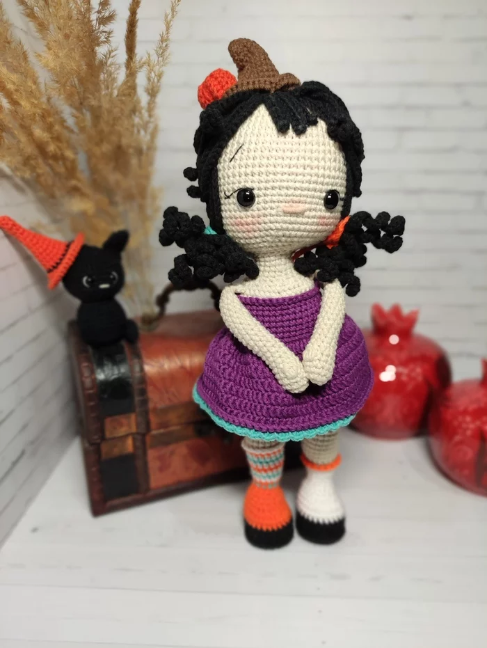 Witch. Handmade - My, Amigurumi, Knitted toys, Handmade, Halloween, Longpost, Needlework without process