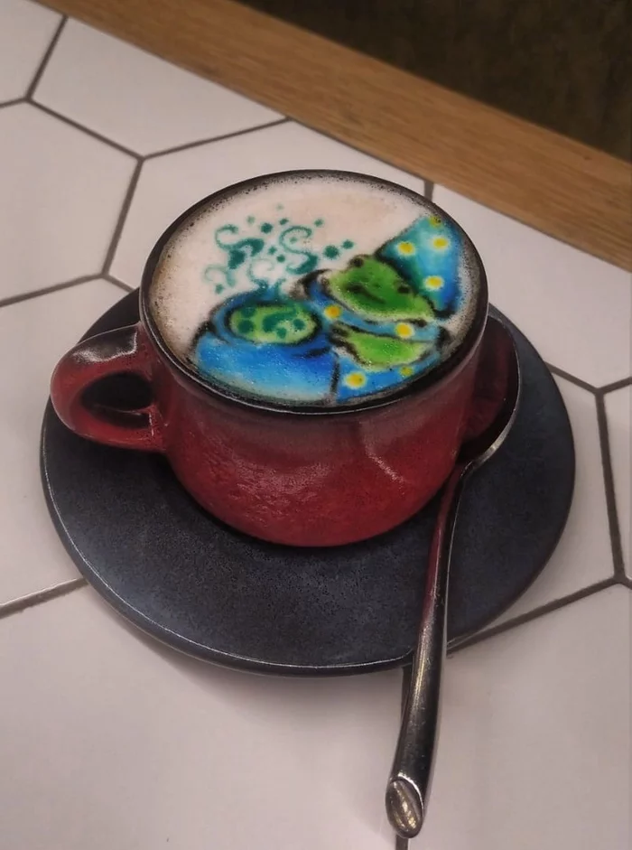 latte art - My, Latte art, Coffee, Cappuccino, Drawing, Hobby, Longpost
