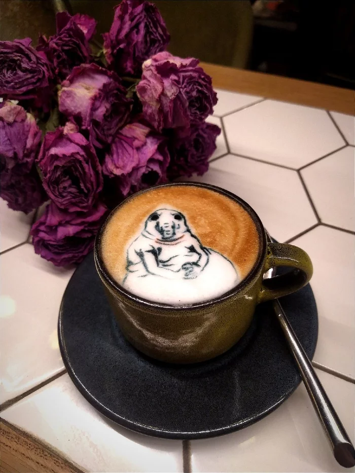 latte art - My, Latte art, Coffee, Cappuccino, Drawing, Hobby, Longpost