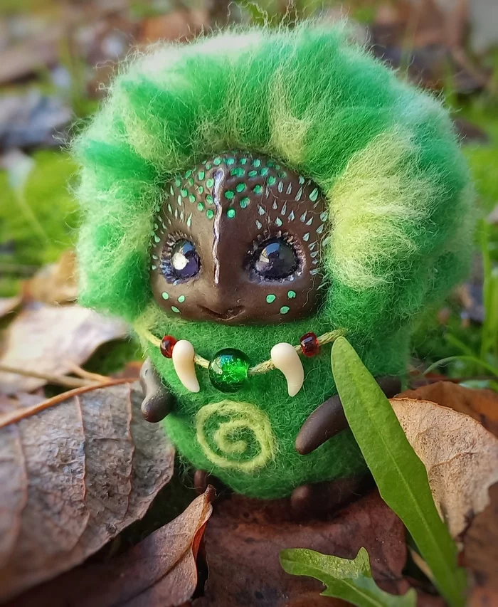 Forest dwarf - My, Needlework without process, Toys, Dry felting, Presents, Handmade, Author's toy, Longpost