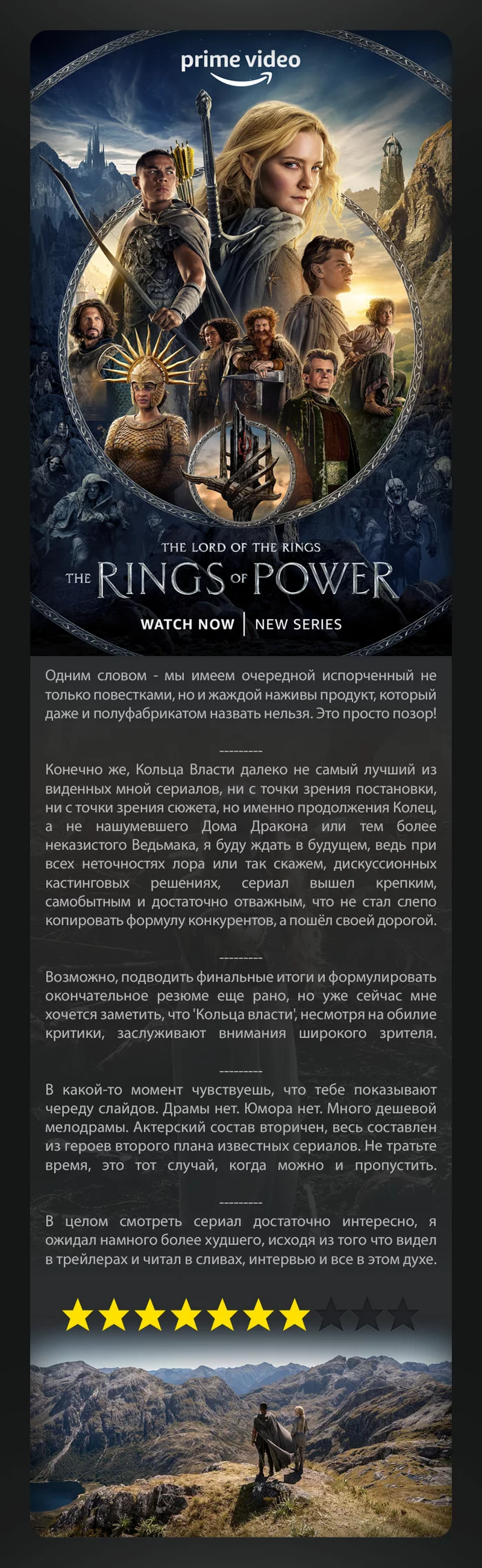 Властелин колец: Кольца власти/The Lord of the Rings: The Rings of Power/Сезон 1/2022 - Рейтинг, Оценка, Сериалы, Советую посмотреть, Длиннопост