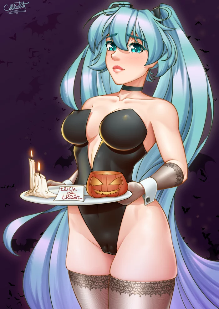 Halovinskaya Miku - NSFW, My, Cabbbriolet, Anime art, Hatsune Miku, Halloween, Longpost, Anime