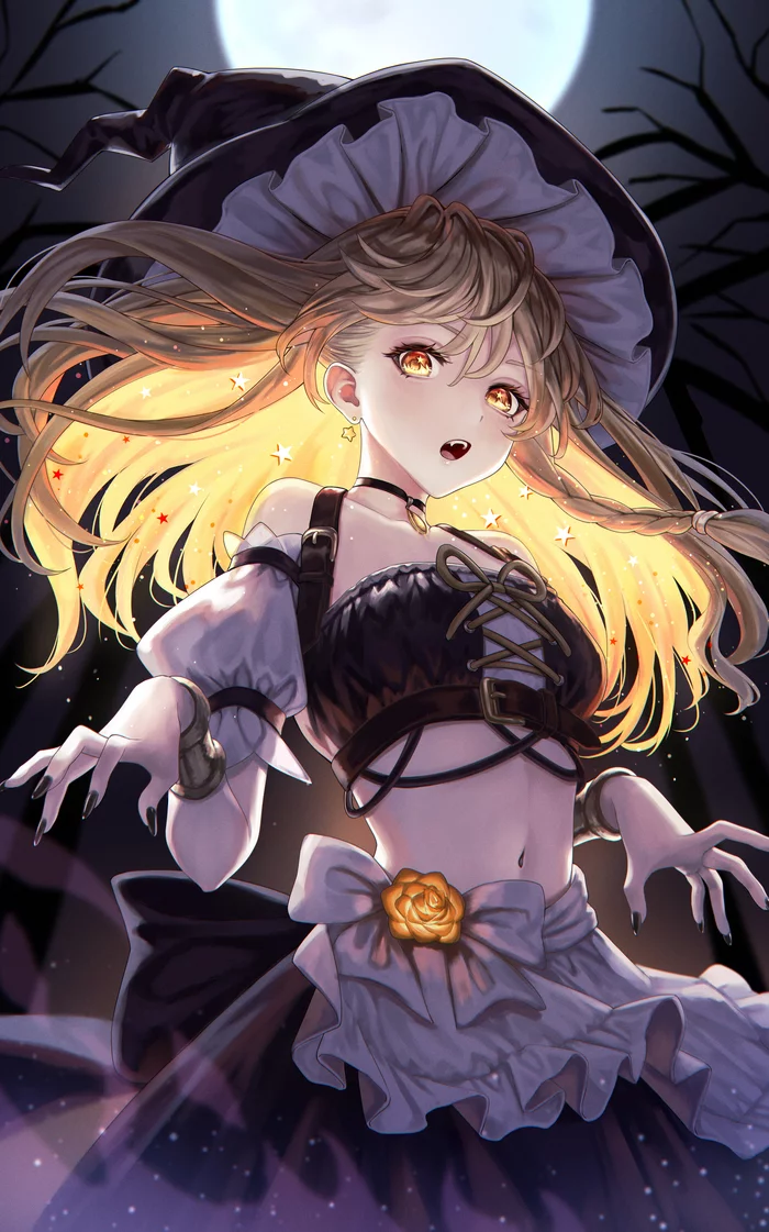 Kirisame Marisa - Anime art, Anime, Kirisame marisa, Touhou, Halloween