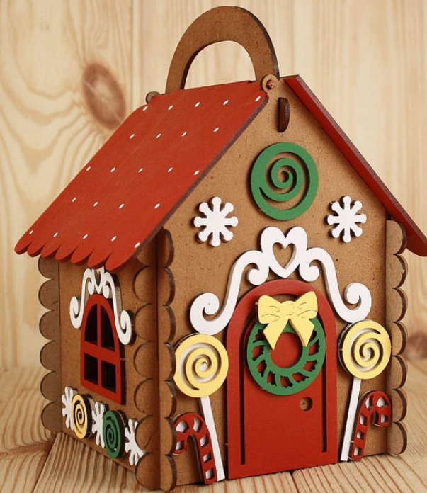New Year's layout gingerbread house - My, CNC, New Year, beauty, Milota, Laser cutting, Vector graphics, Gingerbread house, Christmas, With your own hands, Business, Father Frost, Small business, Idea, Children, Needlework, Decor, Decoration, Presents, Souvenirs