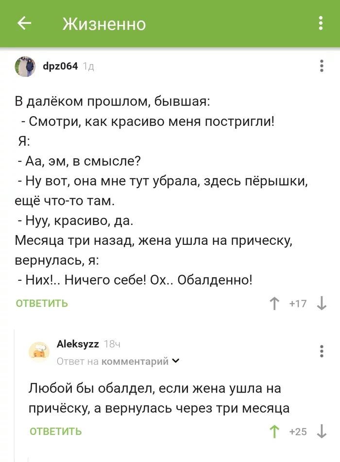 A haircut - Screenshot, Humor, Wife, Стрижка, Comments on Peekaboo