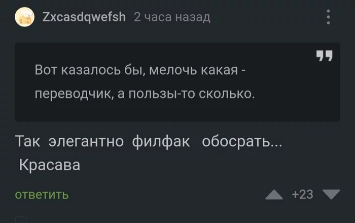 Ваши варианты... - Скриншот, Комментарии на Пикабу, Переводчик, Юмор, Филфак