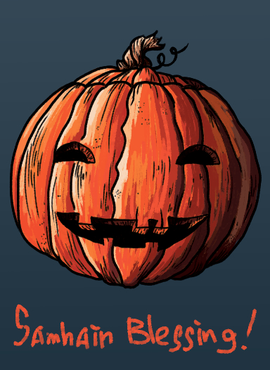 Samhain Blessing! - My, Painting, Beginner artist, Digital, Photoshop, Sketch, Samhain, Wheel of the Year, Pumpkin, Longpost