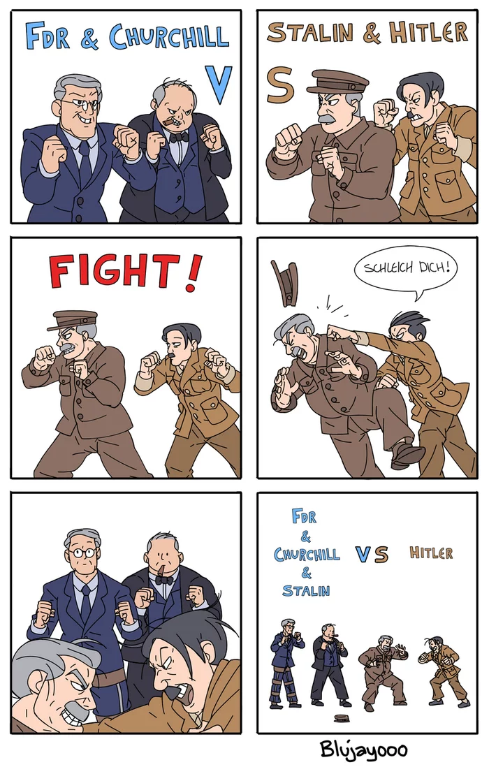 Fighting - Stalin, Adolf Gitler, Franklin Roosevelt, Winston Churchill, The Second World War