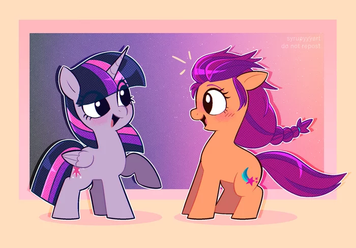 Meeting of generations - My little pony, Art, Twilight sparkle, Sunny starscout, Syrupyyy