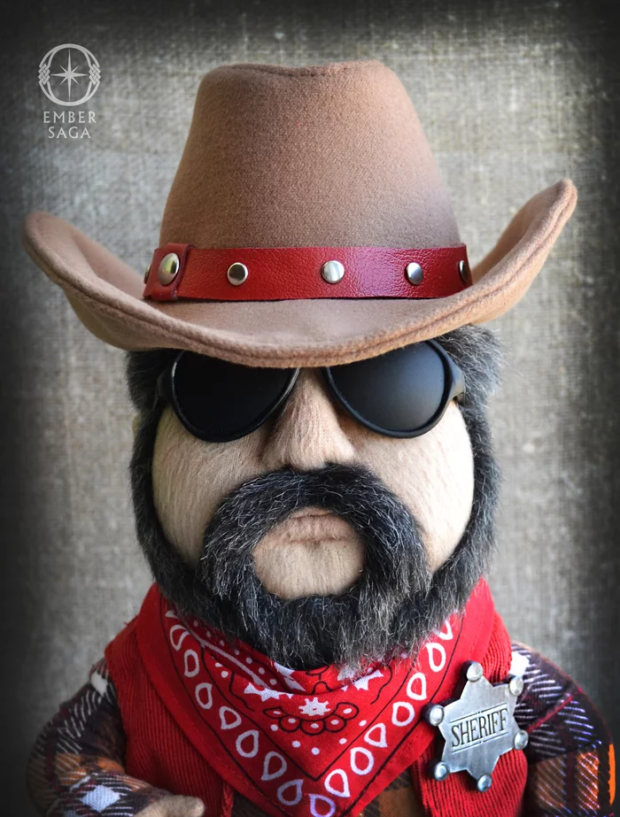 Sheriff - My, With your own hands, Handmade, Creation, beauty, Presents, Mafia Game, Toys, Needlework without process, Doll, Tyumen, Leather, Cool, Longpost