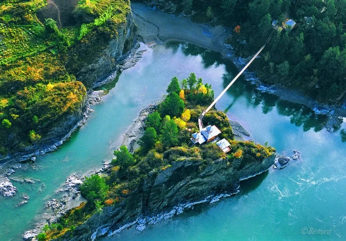 heart island - Patmos, Chemal, Altai Republic, Katun, The nature of Russia, The photo, Island, Aerial photography