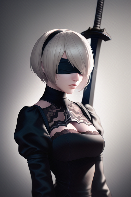 The best android from NovelAI - NSFW, My, Art, Нейронные сети, Artificial Intelligence, Girls, Anime, 2D, Stable diffusion, Longpost, Anime art, Yorha unit No 2 type B, NIER Automata, Booty