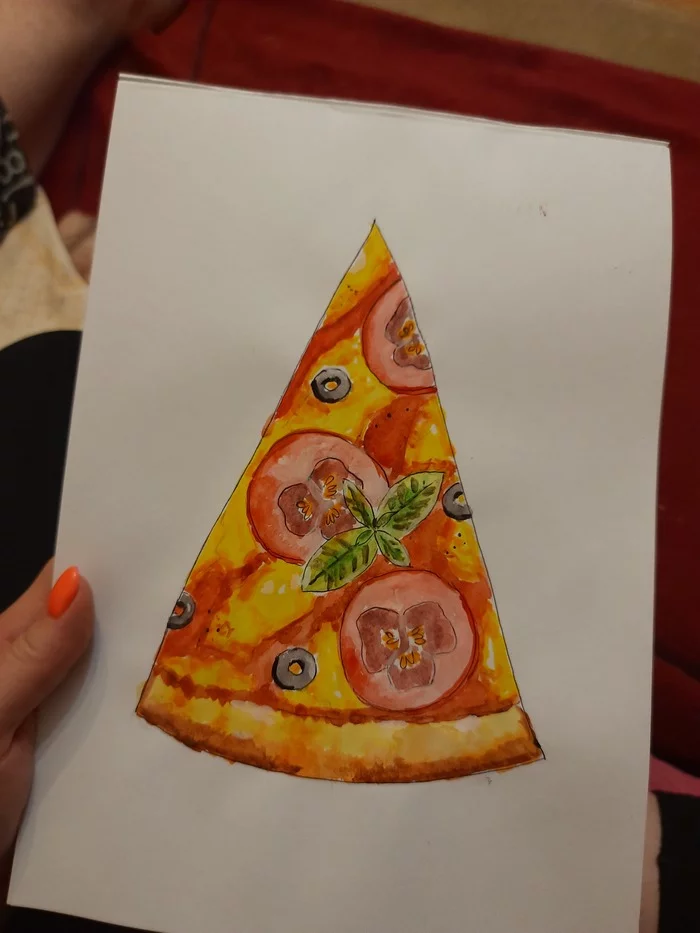 Pizza - My, Drawing, Pizza, First post
