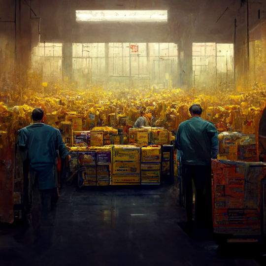 How midjourney sees warehouse workers - My, Midjourney, Нейронные сети, Images, Warehouse, Longpost