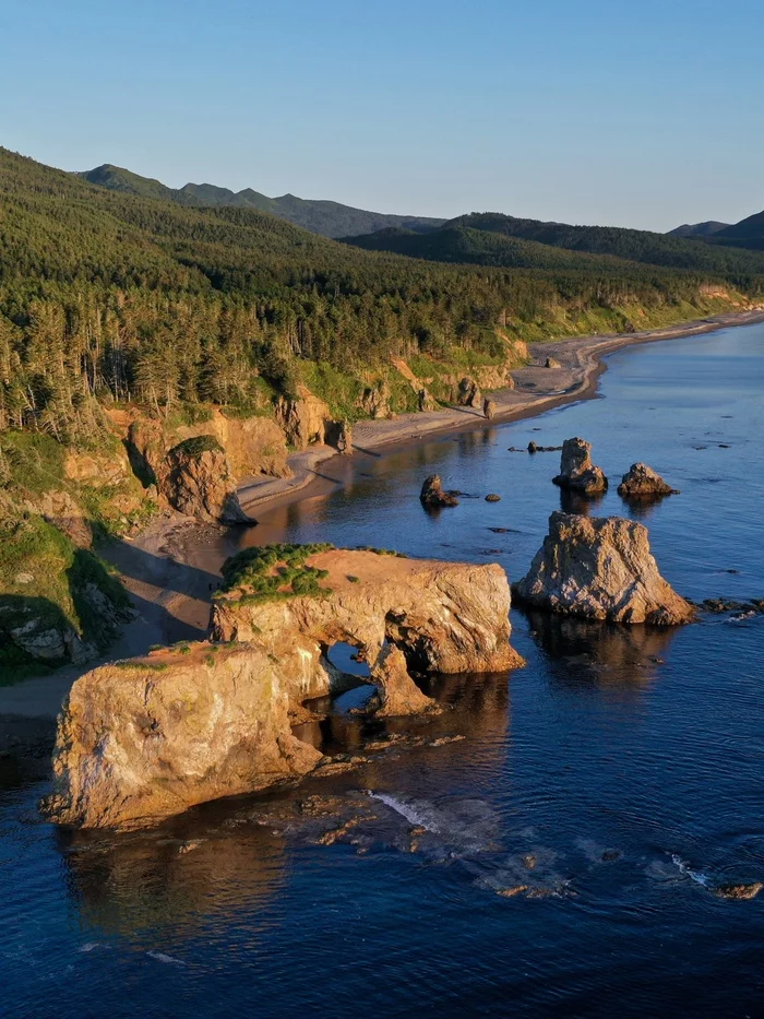 Cape Bird (Sakhalin) - My, The photo, Sakhalin, Nature, Quadcopter, Drone, Aerial photography, The rocks, Landscape, Sea, dawn, Sakhalin Region