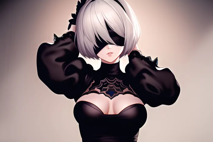 The best android from NovelAI (4) - NSFW, My, Art, Нейронные сети, Artificial Intelligence, Girls, Anime, 2D, Stable diffusion, Longpost, Anime art, Yorha unit No 2 type B, NIER Automata, Boobs, Sperm, Booty
