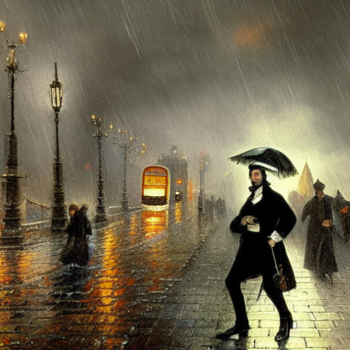 Pushkin walks in rainy London - My, Stable diffusion, Art, Нейронные сети, Longpost