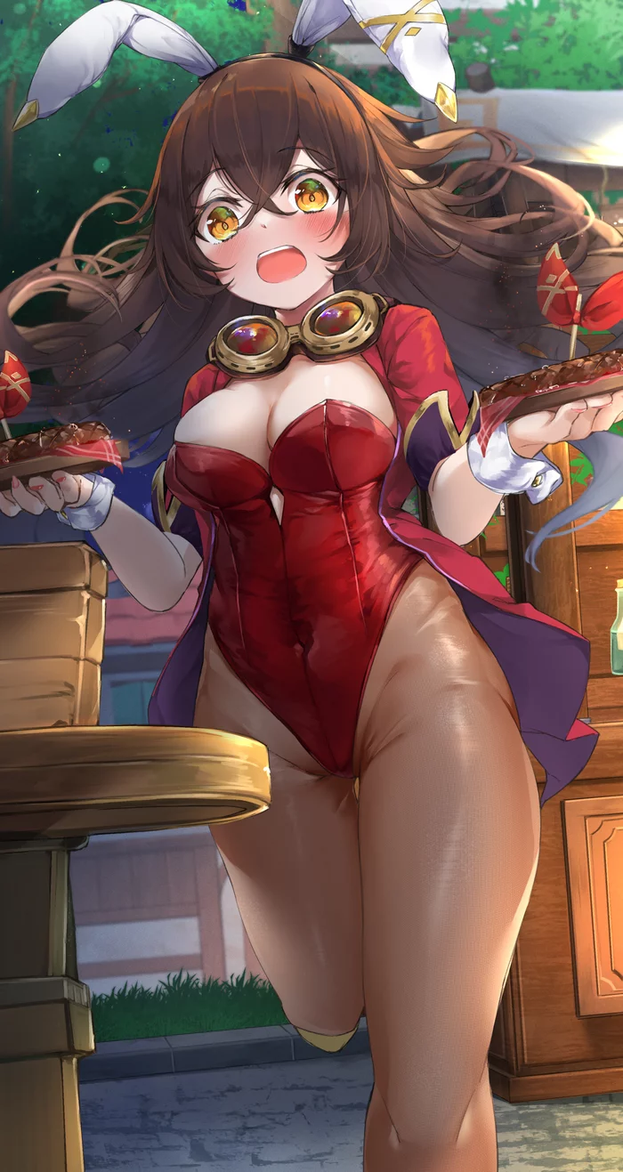 Amber - NSFW, Genshin impact, Amber, Art, Girls, Games, Anime, Bunnysuit