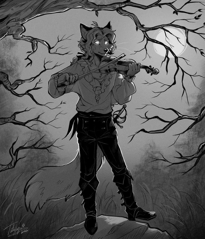 Во тьме ночной - Фурри, Tatujapa, Furry Art, Furry Fox