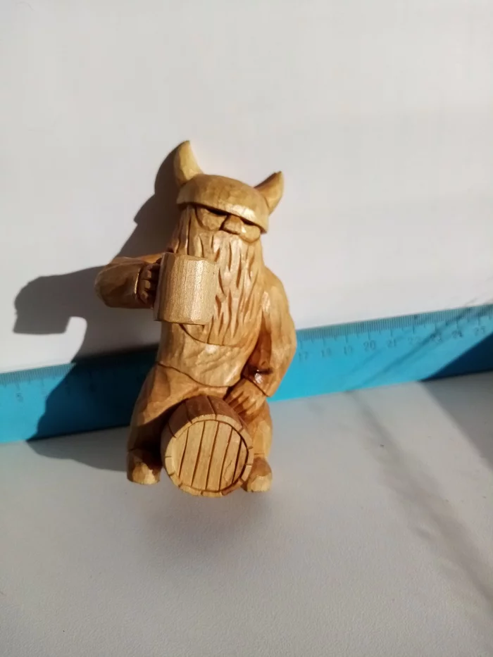 Viking on vacation - My, Wood carving, Викинги, Barrel, Beer mug, Linden, Hobby, Longpost