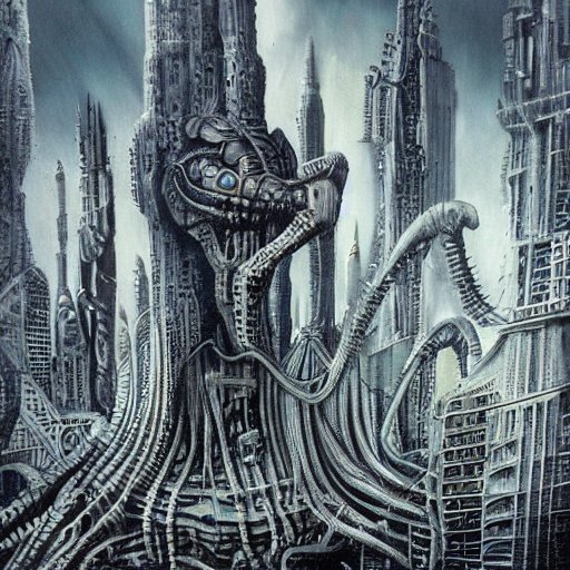 AI draws Giger-style cities of the future - My, Нейронные сети, Stable diffusion, Longpost