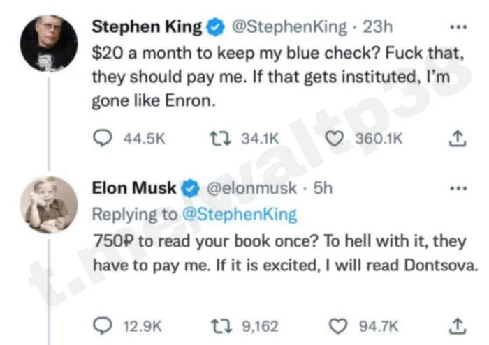 Discord blue tick - Politics, Elon Musk, Stephen King, Dontsova, Humor, Fake news