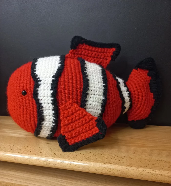 Clown fish - My, Clownfish, Crochet, Soft toy, The photo