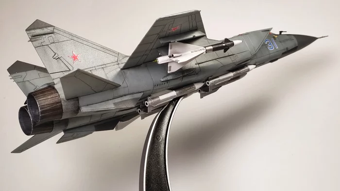 My first (almost) model. MiG-31 from Zvezda 1/72, assembled and painted with a brush, haste and crooked hands - My, Stand modeling, Aviation, Aircraft modeling, Longpost, Airplane, Hobby, MOMENT, MiG-31